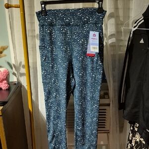 POP Fit Navy Star-Print Leggings for Kids